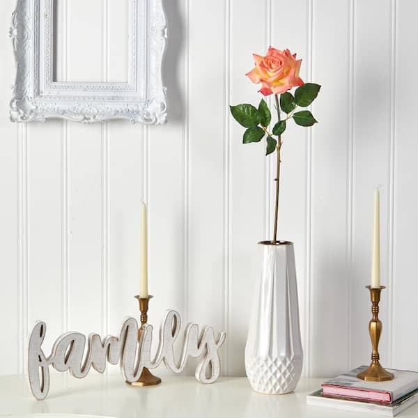 Nearly Natural 20 in. Artificial Rose Flower (Set of 6)