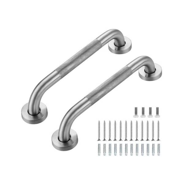 12 in. L x 1 in. D Concealed Screw Anti Slip Grab Bar for Bathtub & Shower, for Disabled/Senior 2 Pack, Brushed Nickel