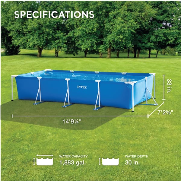 14 ft. 9 in. x 7 ft. 2 in. Rectangular 33 in. Deep Above Ground Pool Set