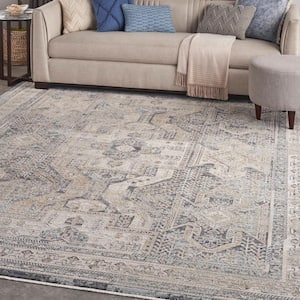 Lynx Ivory Charcoal 10 ft. x 14 ft. All-Over Design Transitional Area Rug