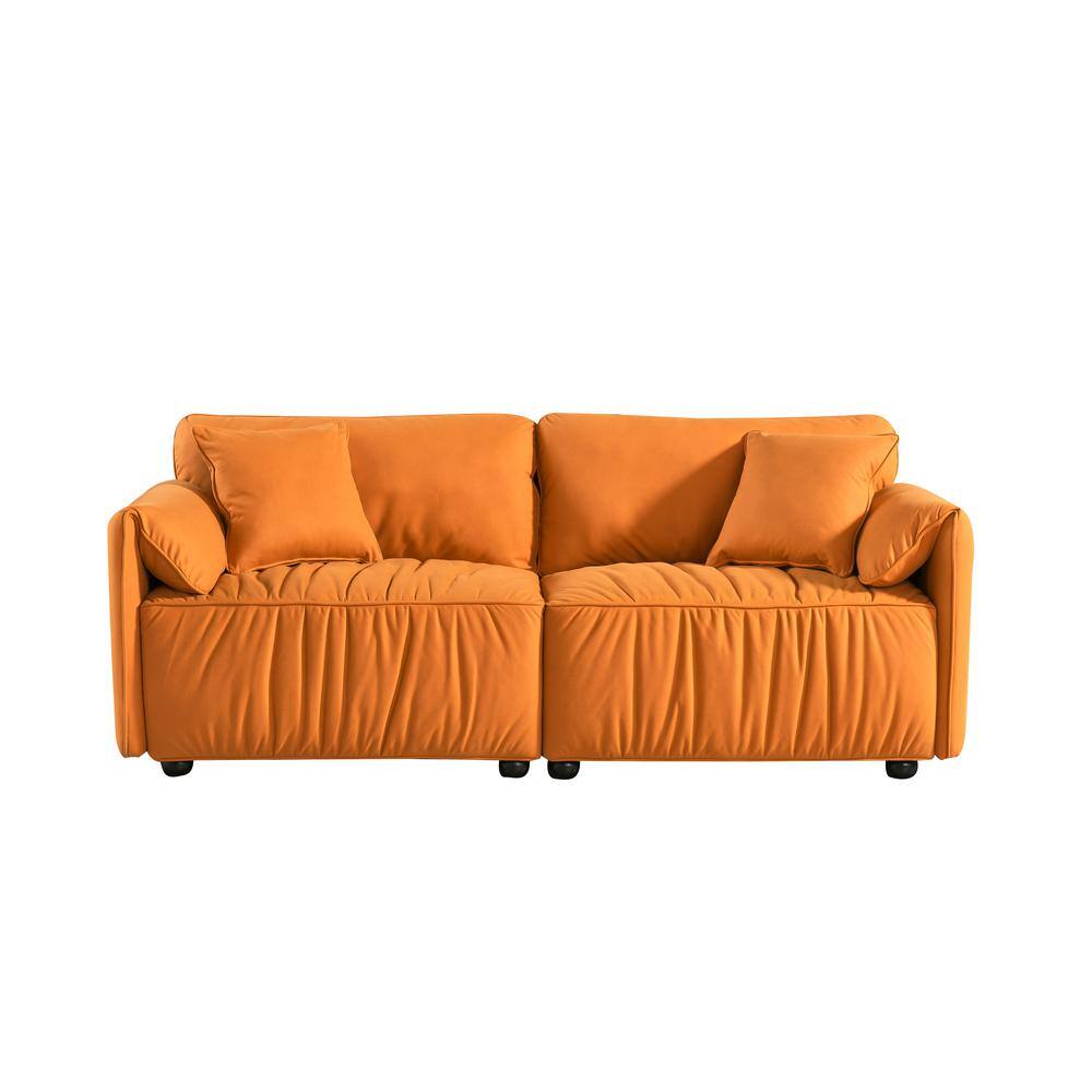 75.6 in. W Square Arm Leathaire Fabric Modern Straight Sofa Loveseat
