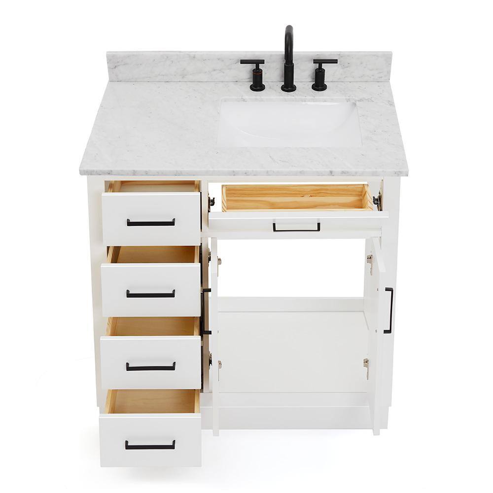 Ariel White 37" Single Basin Vanity with Marble Top