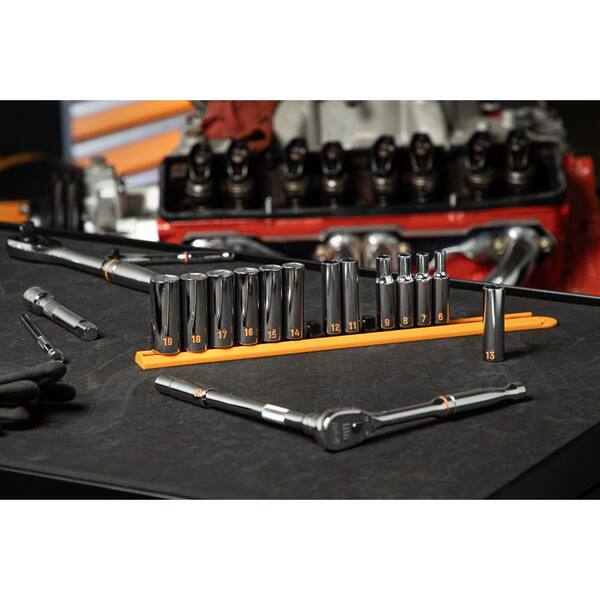 GEARWRENCH 3/8 in. Drive 6-Point Metric Hi-Viz Deep Socket Set (14