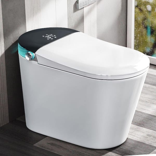 Elongated G5 Smart Toilet Tankless Bidet Toilet 1.28 GPF Auto Flush, Foot Sensor Operation, Heated Seat In Black