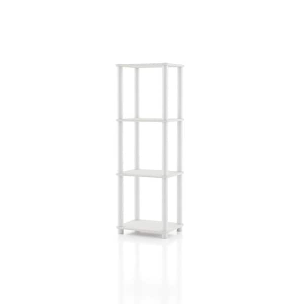 Quincy 44.2 in. Tall White Engineered Wood Display 4-Shelf Modular Bookcase With Support Rods