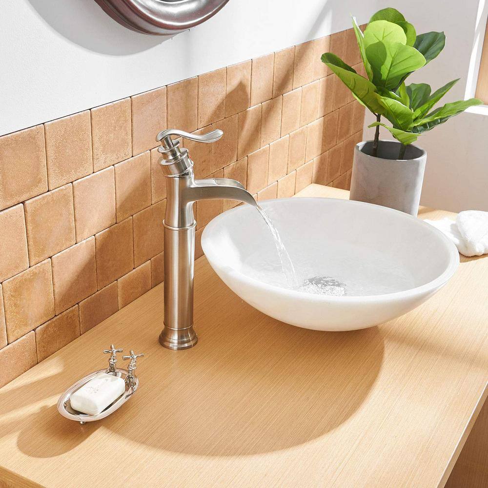Brushed Nickel Single Handle Waterfall Vessel Sink Faucet
