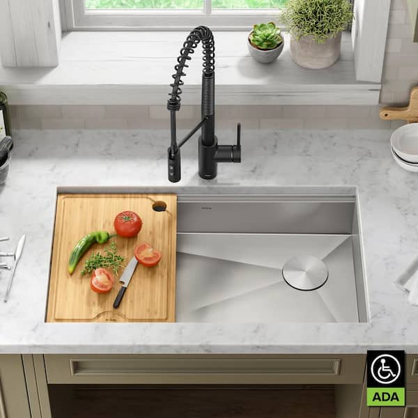 Kore 16-Gauge Stainless Steel 32 in. Single Bowl Undermount ADA Workstation Kitchen Sink with Accessories