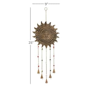 25 in. Bronze Metal Sun Windchime with Beads