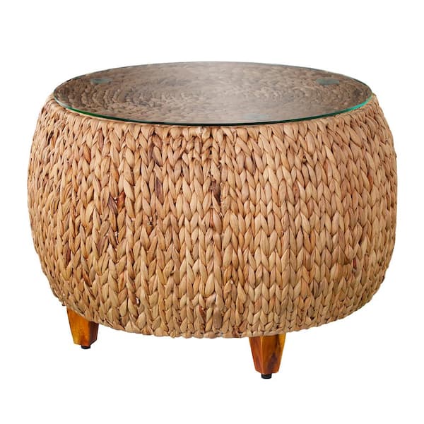 SEI FURNITURE Massa 27.75 in. Natural Round Glass Coffee Table