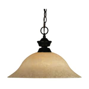 Lawrence Shaded 1-Light Bronze with Golden Mottle Glass Shade Ceiling Pendant Light with No Bulb Included