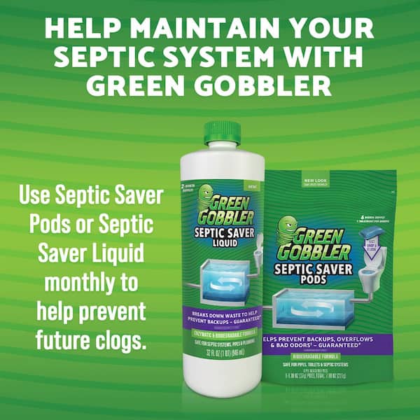 Green Gobbler Liquid Drain Clog Dissolver For Hair, Personal Care Wipes,  Soap - Septic-Safe, Biodegradable - 31 oz