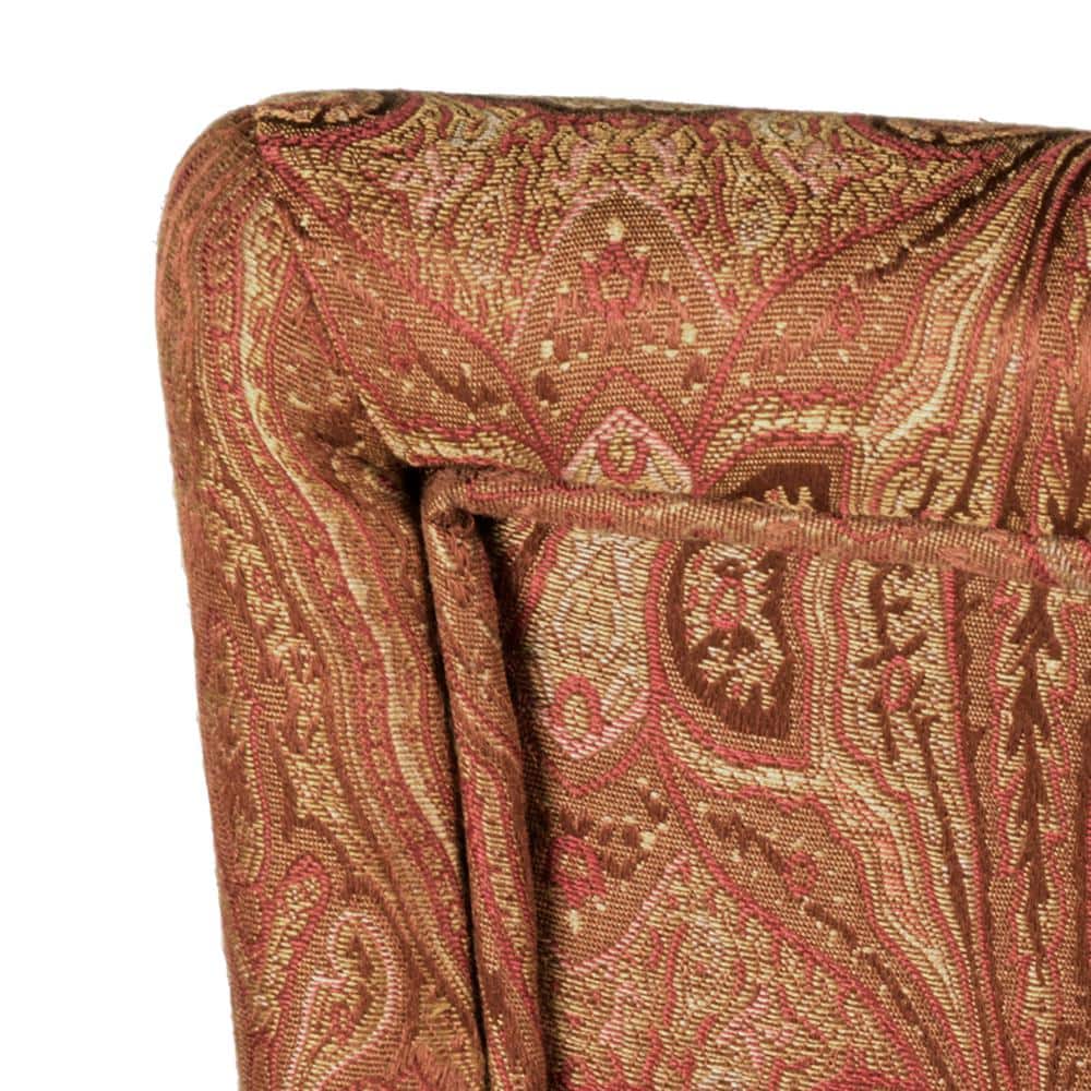 Red and Gold Upholstered Parsons Dining Side Chair with Wood Legs