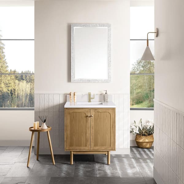 Laurent 30.0 in. W x 23.5 in. D x 34.2 in. H Single Bathroom Vanity in Light Natural Oak with White Zeus Quartz Top