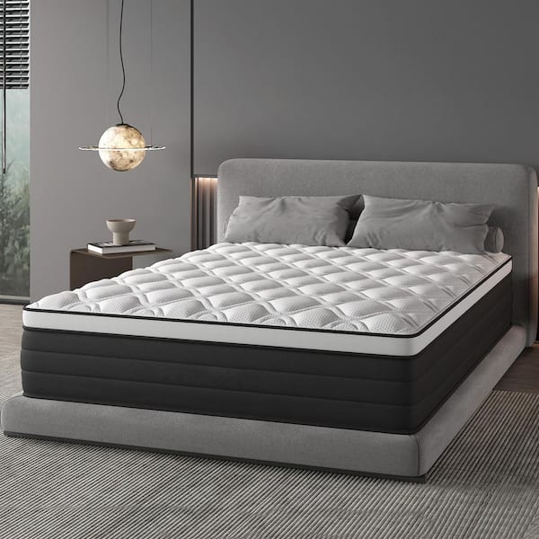 Queen Medium 14 in. Hybrid Mattress with Euro Top, Edge Support and Bed-in-a-Box Mattress