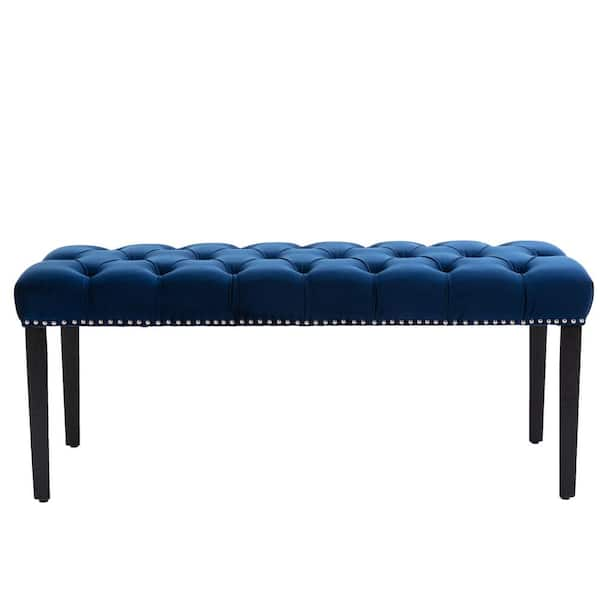 blue tufted stool