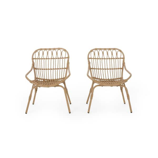 Anky Light Brown Wicker Outdoor Lounge Chair (Set of 2)