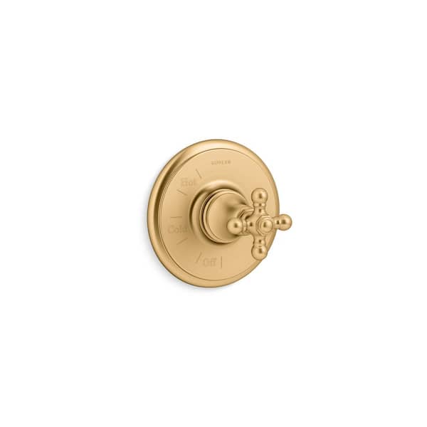 KOHLER Artifacts 1-Handle Valve Trim with Cross Handle in Vibrant Brushed Moderne Brass