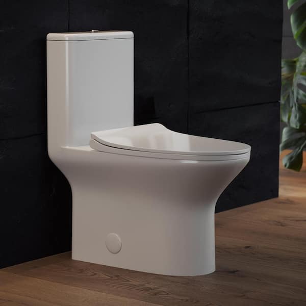 Swiss Madison Cascade 1-piece 0.8/ 1.28 GPF Dual Flush Elongated Toilet in White, Seat Included
