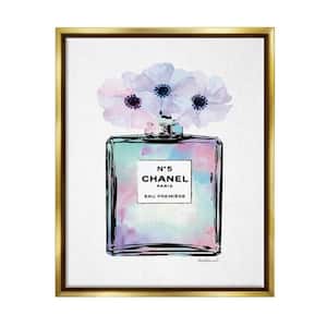 Purple Flower Perfume Glam Fashion Design by Amanda Greenwood Floater Frame Nature Wall Art Print 25 in. x 31 in. .