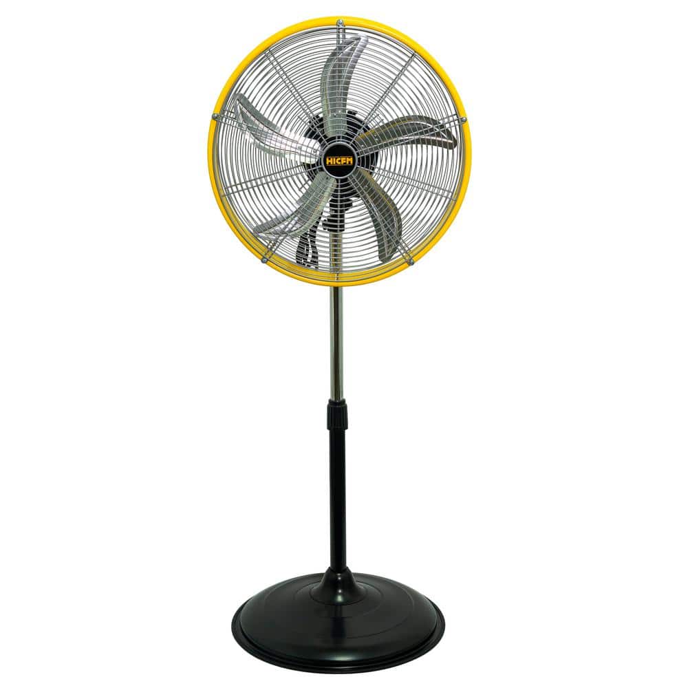 20 in. High Velocity Oscillating Pedestal Fan in Yellow with 3 Speeds, 1/5 