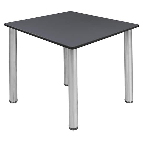 Regency Rumel 36 in. Square Chrome and Grey Wood Slim Table (4-Capacity)