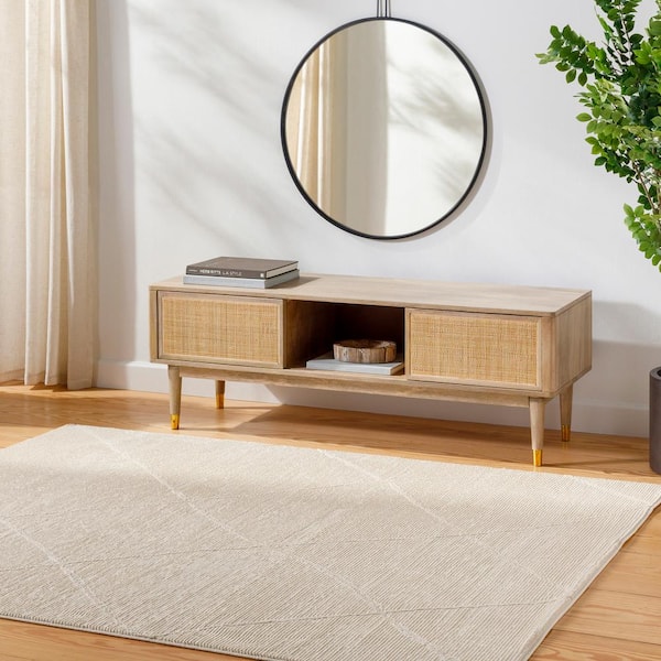 Alder Cream 6 ft. x 9 ft. Trellis Indoor Machine-Washable  Area Rug