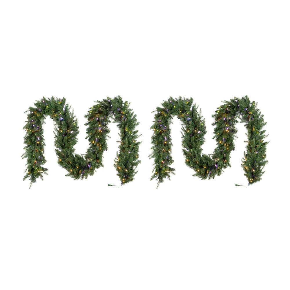 12 ft. Pre-Lit Greenery Pine Garland with 300 White/Multi-Color Twinkling Lights, 10 Function (Set of 2) price history on PriceWatchPro
