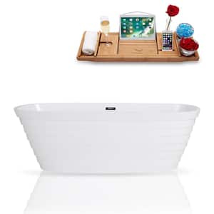 67 in. Solid Surface Resin Flatbottom Non-Whirpool Bathtub in Glossy White