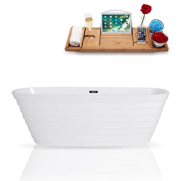 Streamline 67 in. Solid Surface Resin Flatbottom Non-Whirpool Bathtub in Glossy White