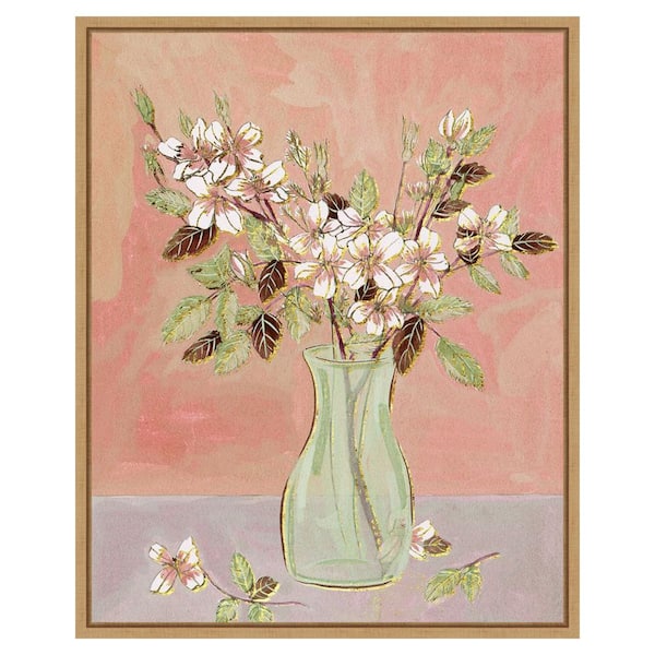 Amanti Art Here Comes the Bloom II by Melissa Wang 23 in. W x 28 in. H. Canvas Wall Art Print Framed in Brown