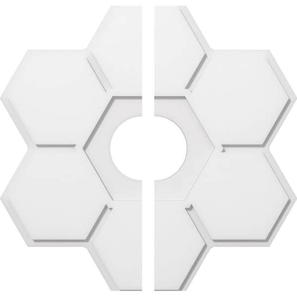 Ekena Millwork 1 in. P X 11 in. C X 32 in. OD X 7 in. ID Daisy Architectural Grade PVC Contemporary Ceiling Medallion, Two Piece