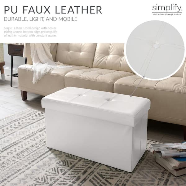 Modern Small Faux PU Leather Footstool Ottoman Footrest Stool Seat Chair  Foot Stool,Ivory