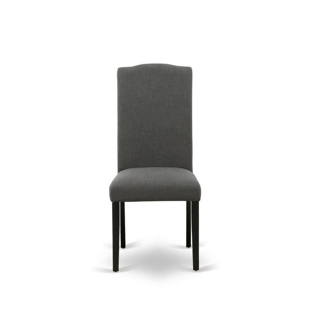 Modern Gotham Grey Linen and Black Rubberwood 3-Piece Dining Set