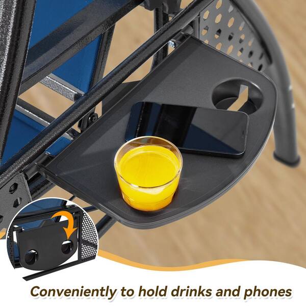 3-Person Blue Metal Outdoor Patio Swing with Textilene Backrest, 2