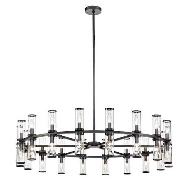 Revolve 48 in. 36-Light 25-Watt Clear Glass/Urban Bronze Chandelier