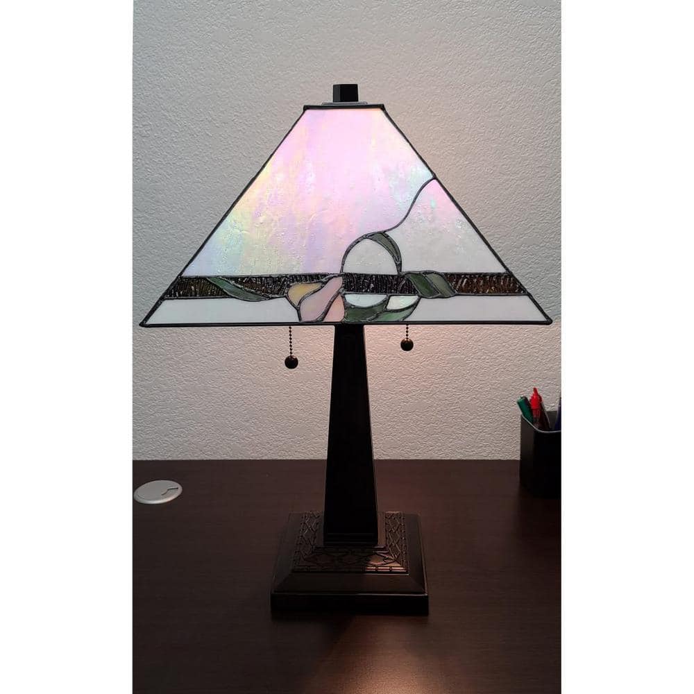 Multicolor Stained Glass Nightstand Lamp with Triangular Shade