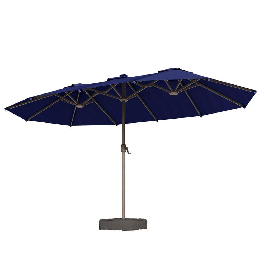 15 ft. Rectangule Outdoor Double Sided Market Patio Umbrella in Blue with Base for Poolside Lawn Backyard Garden price history on PriceWatchPro
