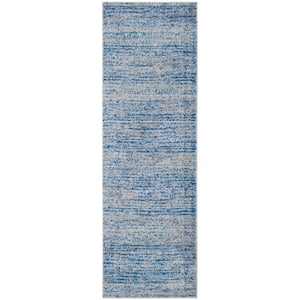 Adirondack Blue/Silver 3 ft. x 14 ft. Striped Runner Rug