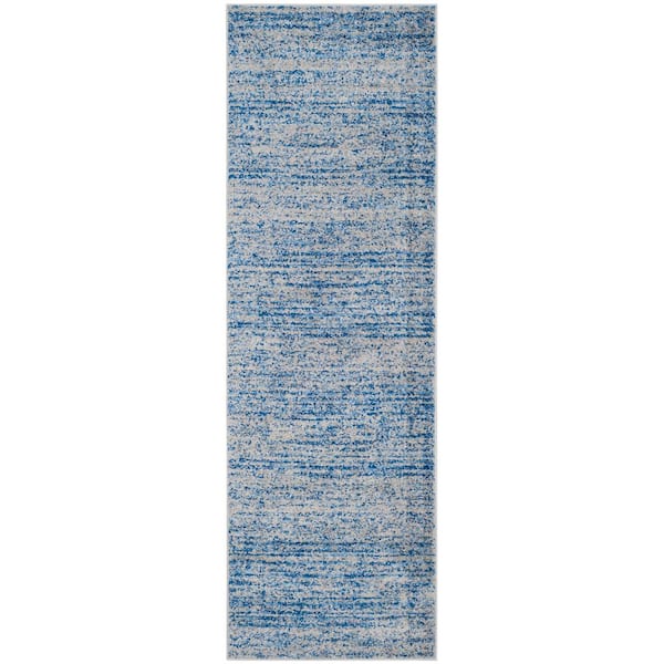 SAFAVIEH Adirondack Blue/Silver 3 ft. x 16 ft. Striped Runner Rug