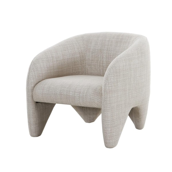 Benjara Beige Fabric Arm Chair with Curved Design