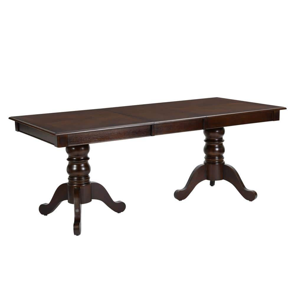 Homy Casa Zaim 777 In Rectangle Extentable Double Pedestal Base Brown Wood Dining Table With 3215