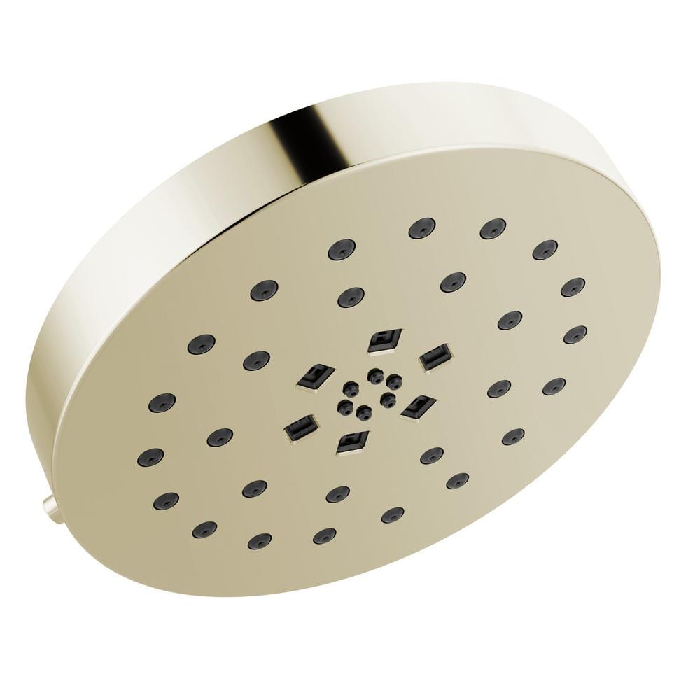 Delta 4-Spray Patterns 1.75 GPM 8 in. Wall Mount Fixed Shower Head with H2Okinetic in Lumicoat Polished Nickel