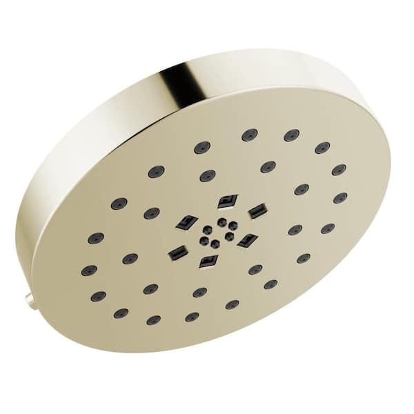 Delta 4-Spray Patterns 1.75 GPM 8 in. Wall Mount Fixed Shower Head with H2Okinetic in Lumicoat Polished Nickel