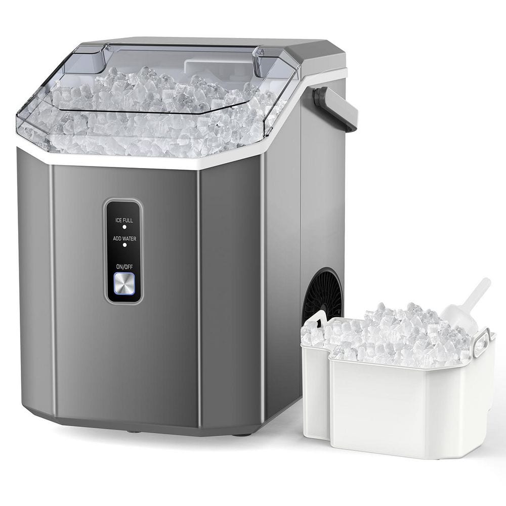 8.66 in. 33 lbs. Portable Countertop Nugget/Pebble Ice Maker in Grey