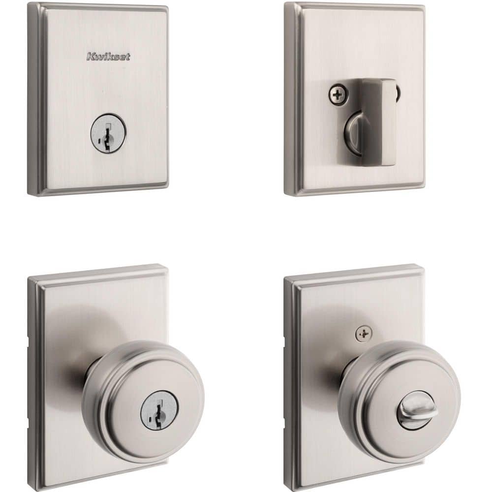 Sora Satin Nickel Rectangle 2.19 in. Keyed Entry Round Door Knob and Deadbolt Combo Pack Featuring SmartKey Security price history on PriceWatchPro