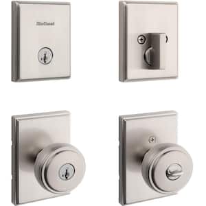 Kwikset Sora Satin Nickel Keyed Entry 2.19 in. Round Rose Door