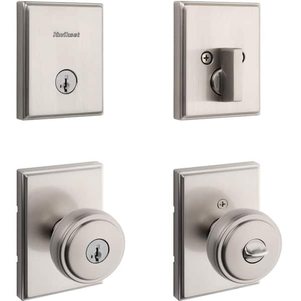 Kwikset Sora Satin Nickel Rectangle 2.19 in. Keyed Entry Round