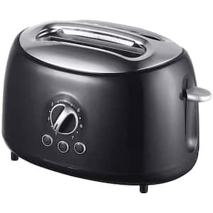 Retro 2-Slice Black Extra-Wide Slot Toaster with Cool-Touch Exterior