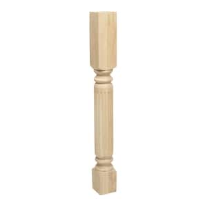 35-1/4 in. x 3-3/4 in. Unfinished Solid Hardwood Fluted Kitchen Island Leg