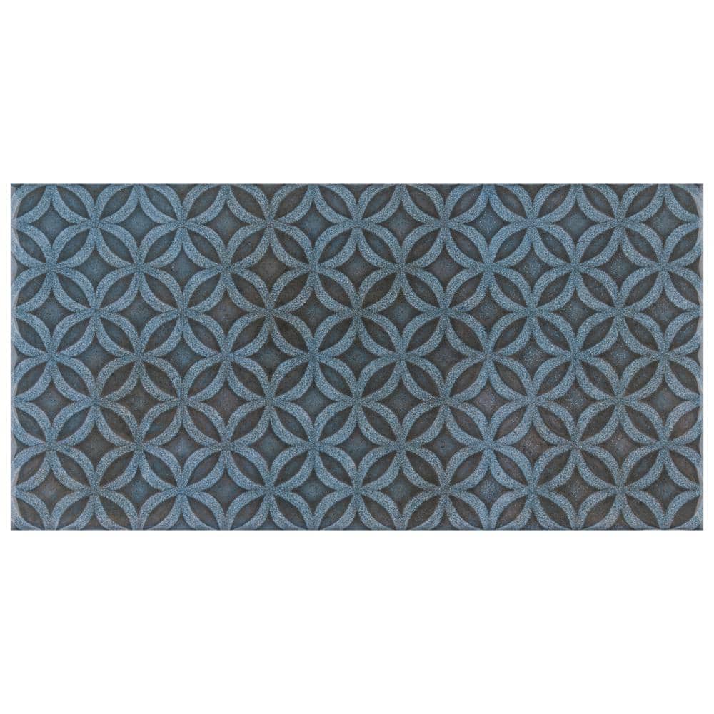 Camden 8" x 4" Azurro Ceramic Patterned Subway Tile
